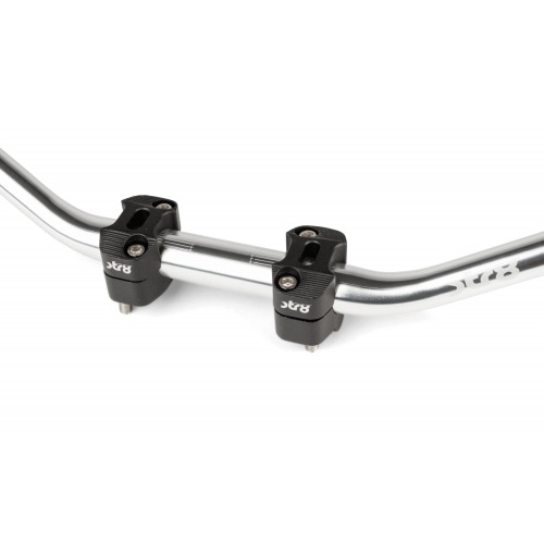 Handlebar + Clamps 28mm Str8 silver / black Handlebar + Clamps 28mm Str8 silver / black