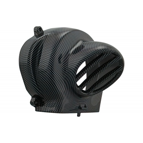 Dzesēšanas ventilatora vāks ar liekšķeri Piaggio AC oglekļa izskats Dzesēšanas ventilatora vāks ar liekšķeri Piaggio AC oglekļa izskats