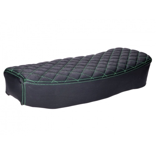 Seat Schmitt quilted black / green Simson S50/S51/S70 Seat Schmitt quilted black / green Simson S50/S51/S70