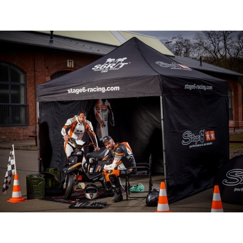 Paddock Stage6 telts MK2 + sienas + krēsli un paklājs Paddock Stage6 telts MK2 + sienas + krēsli un paklājs