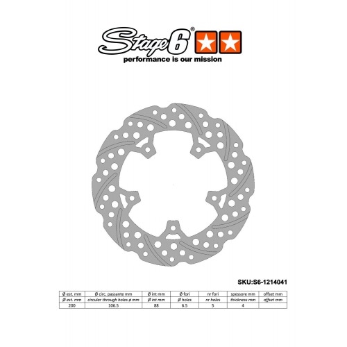 Тормозной диск передний 200 мм Stage6 Piaggio Zip Тормозной диск передний 200 мм Stage6 Piaggio Zip