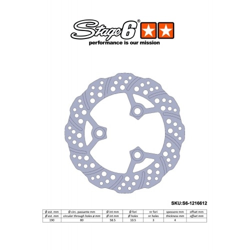 Тормозной диск 190мм Stage6 Yamaha Aerox Тормозной диск 190мм Stage6 Yamaha Aerox