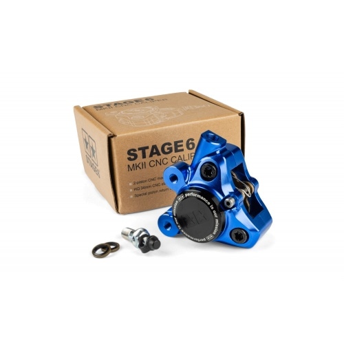 Front Brake Caliper CNC aluminium Stage6 Minarelli / Piaggio / Peugeot blue Front Brake Caliper CNC aluminium Stage6 Minarelli / Piaggio / Peugeot blue