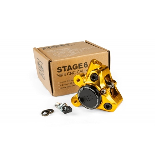 Front Brake Caliper CNC aluminium Stage6 Minarelli / Piaggio / Peugeot gold Front Brake Caliper CNC aluminium Stage6 Minarelli / Piaggio / Peugeot gold