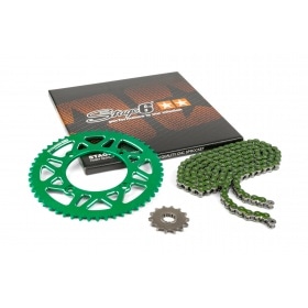 Ķēdes komplekts 13x53 - 420 Stage6 alumīnija CNC zaļš Beta RR