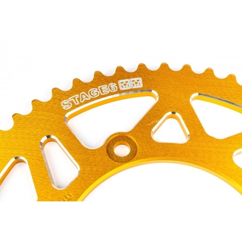 Ķēdes komplekts 14x53 - 420 Stage6 alumīnija CNC dzeltens Beta RR Ķēdes komplekts 14x53 - 420 Stage6 alumīnija CNC dzeltens Beta RR