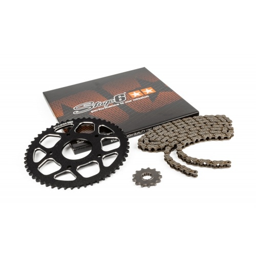 Ķēdes komplekts 13x53 - 420 Stage6 alumīnija CNC melns Peugeot / Rieju Ķēdes komplekts 13x53 - 420 Stage6 alumīnija CNC melns Peugeot / Rieju