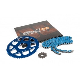 Ķēdes komplekts 13x53 - 420 Stage6 alumīnija CNC zils Peugeot / Rieju