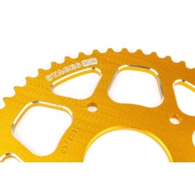 Ķēdes komplekts 13x53 - 420 Stage6 alumīnija CNC dzeltens Peugeot / Rieju