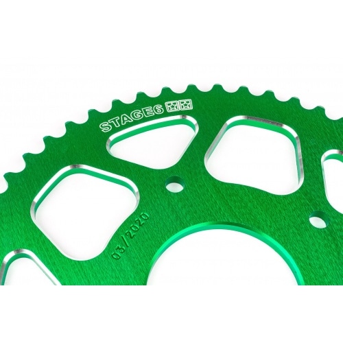 Ķēdes komplekts 14x53 - 420 Stage6 alumīnija CNC zaļš Peugeot / Rieju Ķēdes komplekts 14x53 - 420 Stage6 alumīnija CNC zaļš Peugeot / Rieju