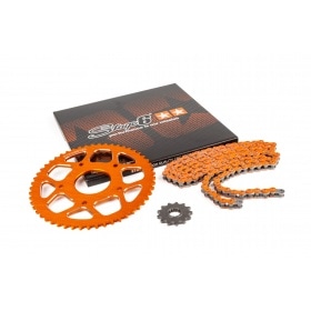 Ķēdes komplekts 14x53 - 420 Stage6 alumīnija CNC oranžs Peugeot / Rieju