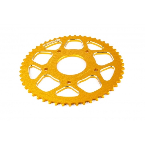 Ķēdes komplekts 14x53 - 420 Stage6 alumīnija CNC dzeltens Peugeot / Rieju Ķēdes komplekts 14x53 - 420 Stage6 alumīnija CNC dzeltens Peugeot / Rieju