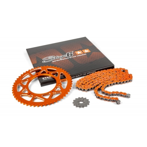 Chain Kit 14×53 – 420 Stage6 alu CNC Orange Derbi DRD Pro Chain Kit 14×53 – 420 Stage6 alu CNC Orange Derbi DRD Pro