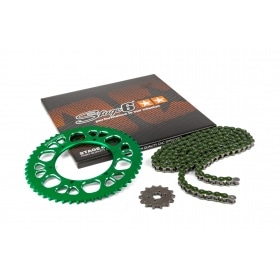 Ķēdes komplekts 13x53 - 420 Stage6 alumīnija CNC zaļš Aprilia SX 50