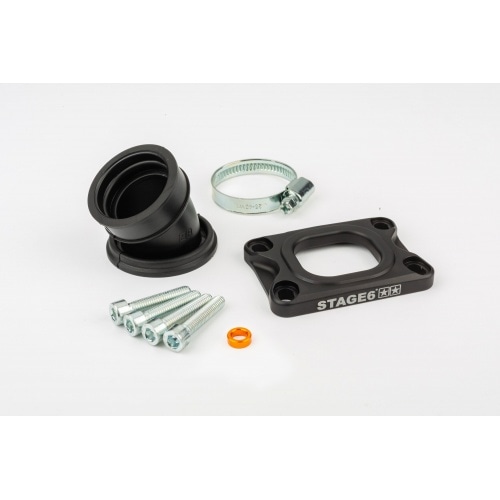 Intake Manifold Stage6 360° AM6 / Derbi black for PWK 19 - 28mm Intake Manifold Stage6 360° AM6 / Derbi black for PWK 19 - 28mm