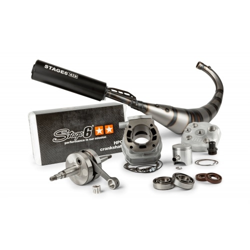 Комплект для тюнинга цилиндр + коленвал + выхлоп Stage6 Streetrace 88cc ход 45мм Derbi Euro 2 Комплект для тюнинга цилиндр + коленвал + выхлоп Stage6 Streetrace 88cc ход 45мм Derbi Euro 2