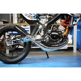 Exhaust Stage6 Streetrace chrome CNC blue / black Derbi / Minarelli AM6