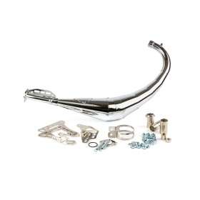 Exhaust Stage6 Streetrace chrome CNC blue / black Derbi / Minarelli AM6