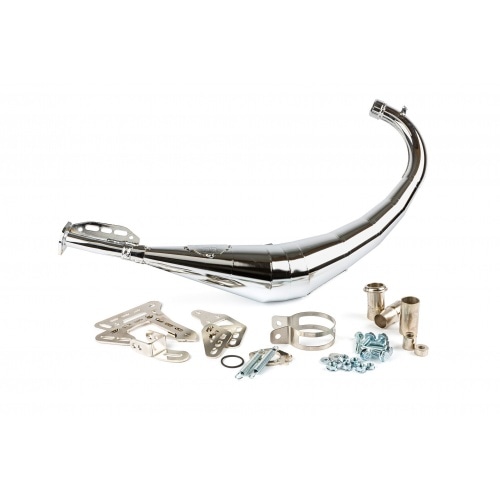 Exhaust Stage6 Streetrace chrome black Derbi / Minarelli AM6 Exhaust Stage6 Streetrace chrome black Derbi / Minarelli AM6