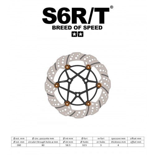 Floating Brake Disc front Stage6 R/T 280mm MK2 Yamaha Aerox Floating Brake Disc front Stage6 R/T 280mm MK2 Yamaha Aerox