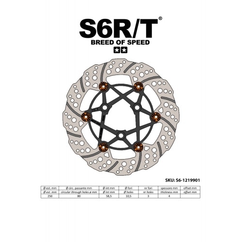Диск тормозной передний плавающий 250 мм Stage6 R/T MK2 универсальный скутер Диск тормозной передний плавающий 250 мм Stage6 R/T MK2 универсальный скутер
