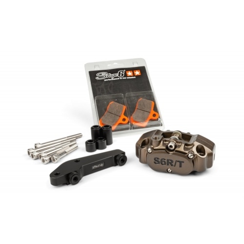 4-piston Caliper with adapter Brembo Stage6 R/T Hard anodised 4-piston Caliper with adapter Brembo Stage6 R/T Hard anodised