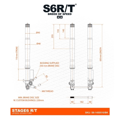 Fork Stage6 R/T Upside Down 650mm - 45/48mm Fork Stage6 R/T Upside Down 650mm - 45/48mm