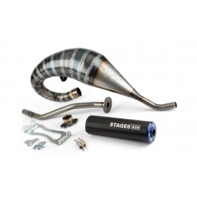 Exhaust Stage6 R/T 70 - 80 high-mount Derbi Black / Blue