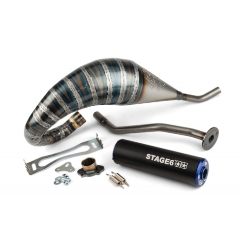 Exhaust Stage6 R/T 70 - 80 high-mount Derbi Black / Blue Exhaust Stage6 R/T 70 - 80 high-mount Derbi Black / Blue