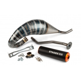 Exhaust Stage6 R/T 70 - 80 high-mount Derbi Black / Orange