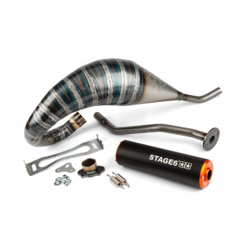 Exhaust Stage6 R/T 70 - 80 high-mount Derbi Black / Orange Exhaust Stage6 R/T 70 - 80 high-mount Derbi Black / Orange