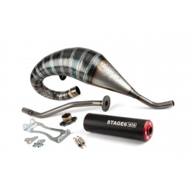 Exhaust Stage6 R/T 70 - 80 high-mount Derbi Black / Red