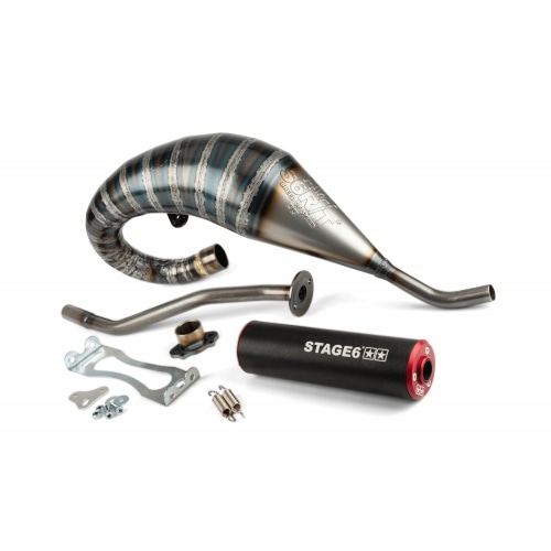 Exhaust Stage6 R/T 70 - 80 high-mount Derbi Black / Red Exhaust Stage6 R/T 70 - 80 high-mount Derbi Black / Red