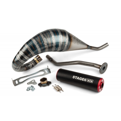Exhaust Stage6 R/T 70 - 80 high-mount Derbi Black / Red Exhaust Stage6 R/T 70 - 80 high-mount Derbi Black / Red