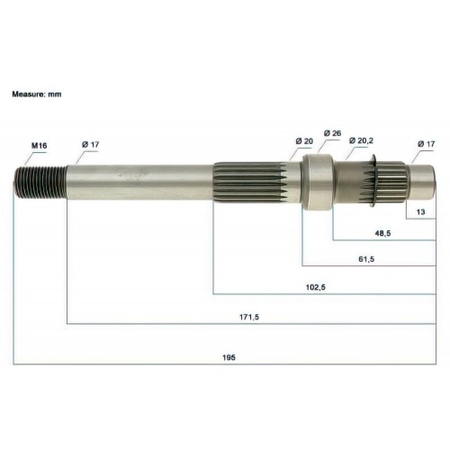 Secondary Transmission / Output Shaft long - GY6 50cc 139QMB Secondary Transmission / Output Shaft long - GY6 50cc 139QMB