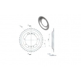 Aizmugurējais ritenis 42 zobi Peugeot 103 SP / MV (RYS riteņi d.94mm)