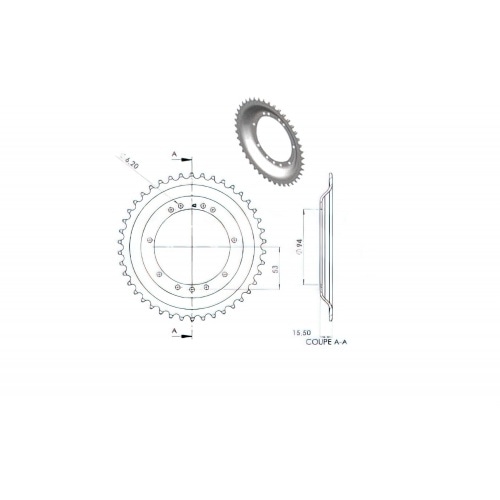 Aizmugurējais ritenis 42 zobi Peugeot 103 SP / MV (RYS riteņi d.94mm) Aizmugurējais ritenis 42 zobi Peugeot 103 SP / MV (RYS riteņi d.94mm)
