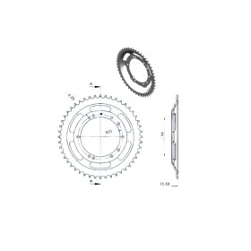 Aizmugurējais ritenis 48 zobi Peugeot 103 SP / MVL (presēti tērauda diski)