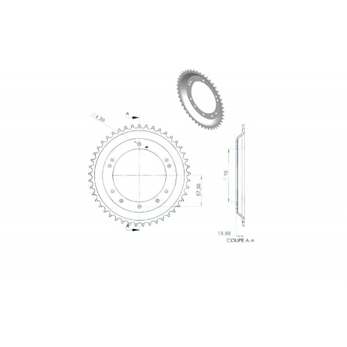Aizmugurējais cilindrs 45 zobi Peugeot 103 SPX / RCX (Grimeca riteņu diski d.98mm) Aizmugurējais cilindrs 45 zobi Peugeot 103 SPX / RCX (Grimeca riteņu diski d.98mm)