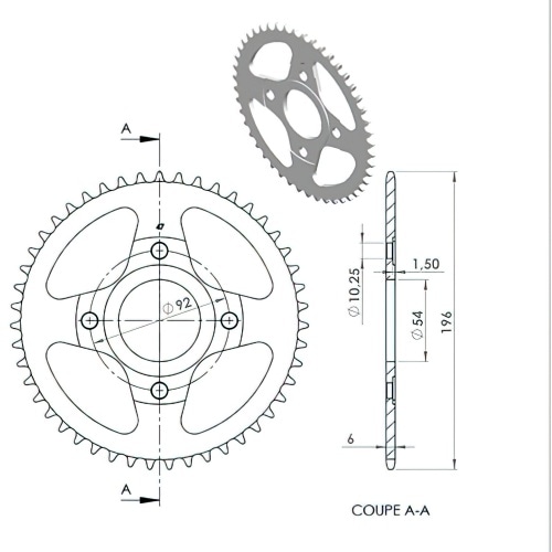 Rear Sprocket Z47 - 420 Yamaha TZR / X-Power Rear Sprocket Z47 - 420 Yamaha TZR / X-Power