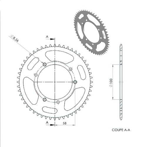 Rear Sprocket 52 teeth – 420 Peugeot XP6 Rear Sprocket 52 teeth – 420 Peugeot XP6