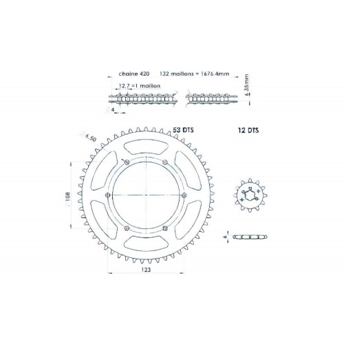 Chain Kit 12×53 – 420 d=108mm 6 holes Derbi Senda SM / DRD Chain Kit 12×53 – 420 d=108mm 6 holes Derbi Senda SM / DRD