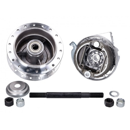 Wheel Hub complete with brake base plate and axle front Puch (spoked wheel) Wheel Hub complete with brake base plate and axle front Puch (spoked wheel)
