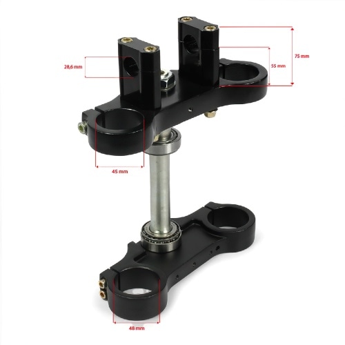 Trīskāršais koks 45/48mm - d.28,6mm Pit Bike / Dirt Bike melns Trīskāršais koks 45/48mm - d.28,6mm Pit Bike / Dirt Bike melns