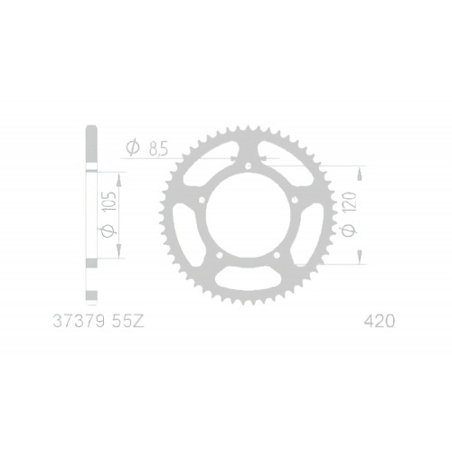 Aizmugurējā sprocket tērauds 55 zobi - 420 Generic Trigger Aizmugurējā sprocket tērauds 55 zobi - 420 Generic Trigger