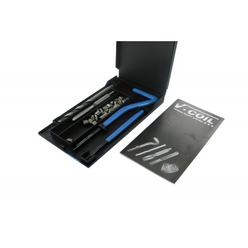 Vītņu labošanas komplekts, ar urbjmašīnu, krānu, uzstādīšanas instrumentu, 20x vītņu ieliktņiem, M6x1.0 Vītņu labošanas komplekts, ar urbjmašīnu, krānu, uzstādīšanas instrumentu, 20x vītņu ieliktņiem, M6x1.0