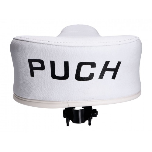 Sēdeklis jauna tipa balts ar Puch logo Sēdeklis jauna tipa balts ar Puch logo