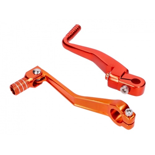 Gear Shift + Kickstart Lever Set foldable aluminium orange Simson S50 ...