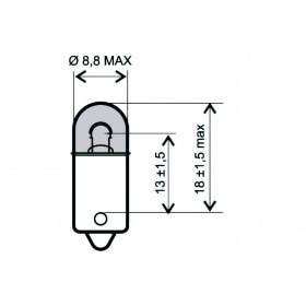 Autostāvvietas apgaismojuma spuldze, priekšējais lukturis, 6V 4W, BA9S pamatne