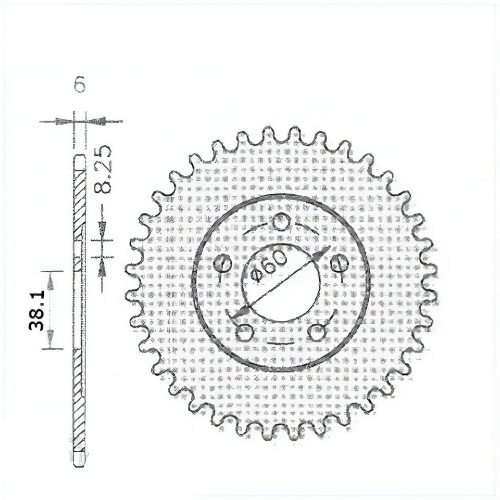 Aizmugurējā sprocket IGM Rieju RS1 38.1mm 5 caurumi 36 zobi Aizmugurējā sprocket IGM Rieju RS1 38.1mm 5 caurumi 36 zobi